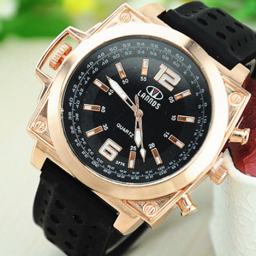 Golden Silicone Watch Square Wristwatch