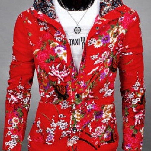 Floral Printed Hooded Jacket