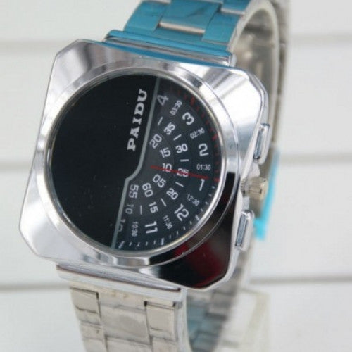 Square Whirl Stainless Steel Quartz Watch