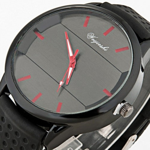 Analog Silicone Leather Watch Men