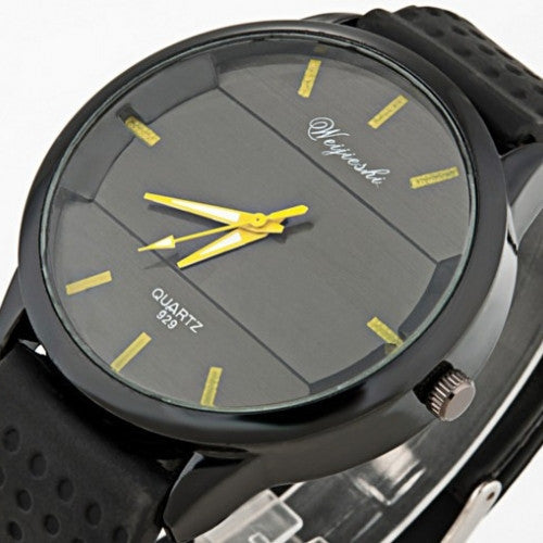 Analog Silicone Leather Watch Men