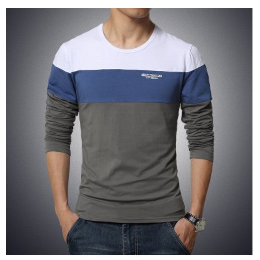 Striped Patchwork Long Sleeve T-Shirt Men