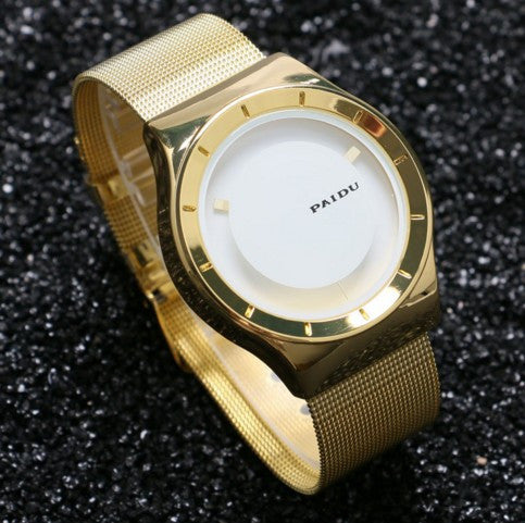 Turntable Wrist Watch Golden Steel