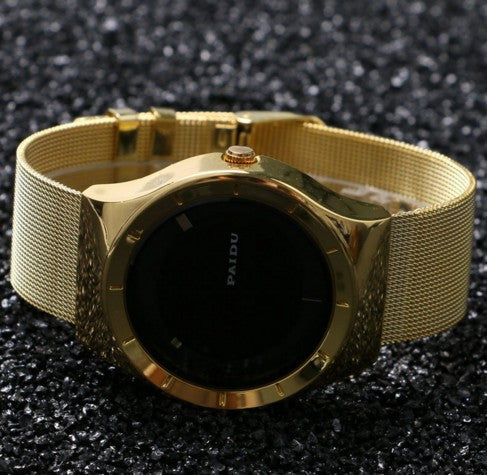 Turntable Wrist Watch Golden Steel